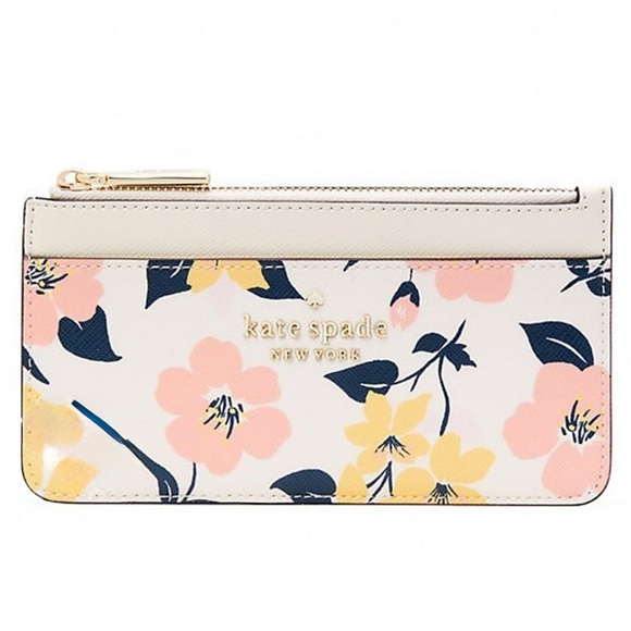 KATE SPADE♠️New York "Staci" 🌸LILY BLOOMS🌸 LARGE SLIM CARDHOLDER WALLET🌟EUC🌟 - Picture 1 of 6